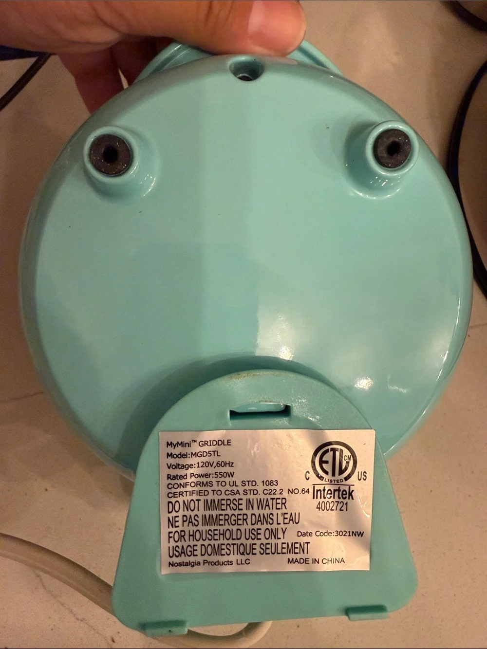Nostalgia Mint Green Mini Electric Griddle Aqua Color